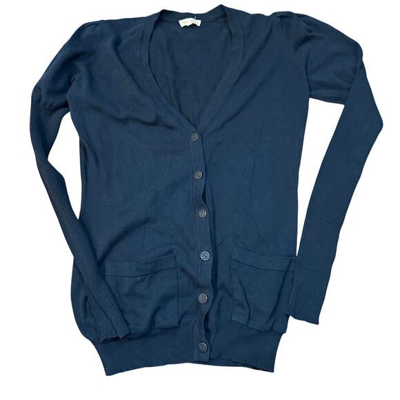 Longchamp Women's Black V-Neck Long Sleeves Button Front Cardigan Sweater Size M - Picture 1 of 9